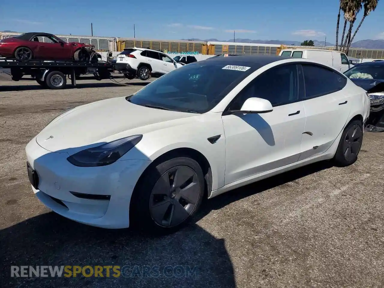 1 Photograph of a damaged car 5YJ3E1EB4NF307825 TESLA MODEL 3 2022
