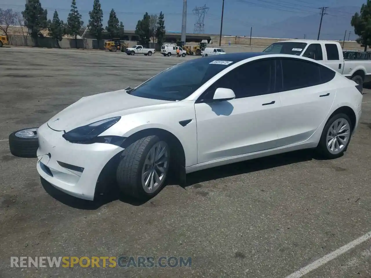 1 Photograph of a damaged car 5YJ3E1EB6NF127326 TESLA MODEL 3 2022