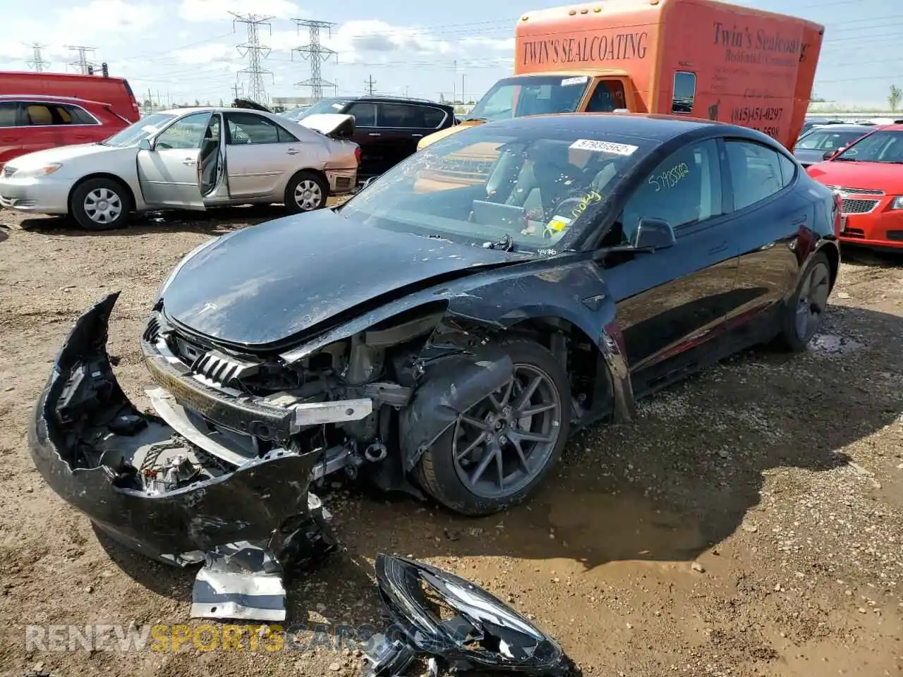 2 Photograph of a damaged car 5YJ3E1EB6NF174436 TESLA MODEL 3 2022