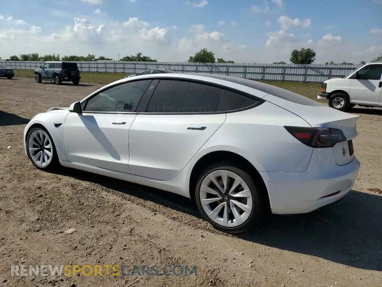 2 Photograph of a damaged car 5YJ3E1EB6NF254318 TESLA MODEL 3 2022
