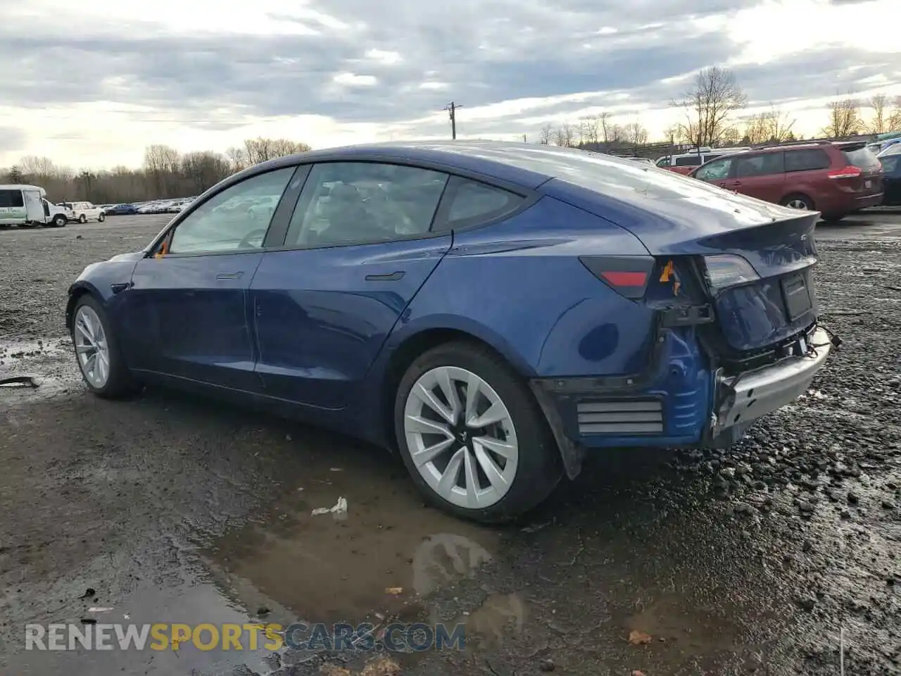 2 Photograph of a damaged car 5YJ3E1EB7NF130719 TESLA MODEL 3 2022