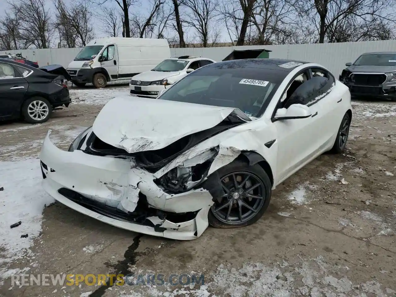 1 Photograph of a damaged car 5YJ3E1EB7NF152929 TESLA MODEL 3 2022