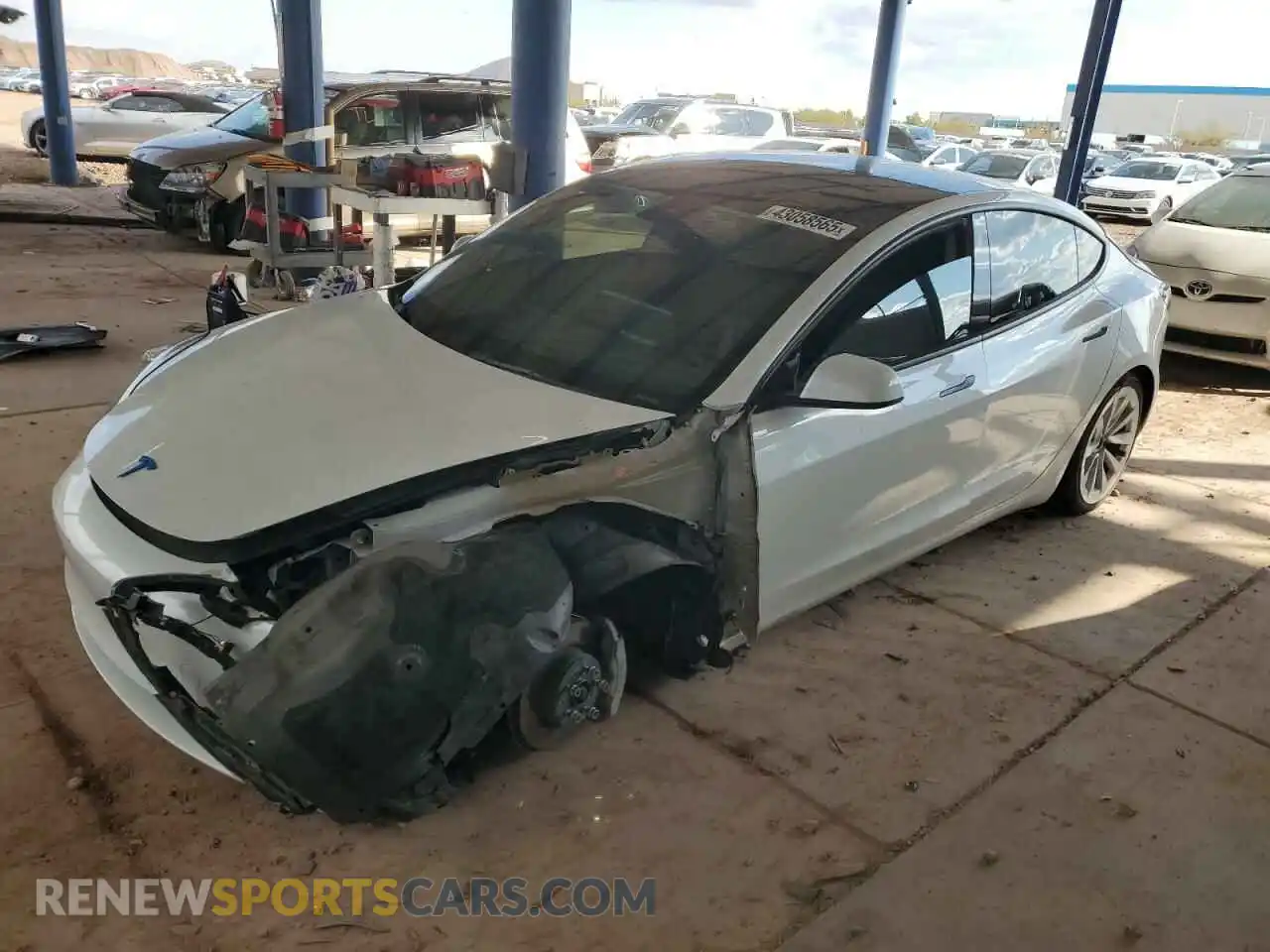1 Photograph of a damaged car 5YJ3E1EB7NF296285 TESLA MODEL 3 2022