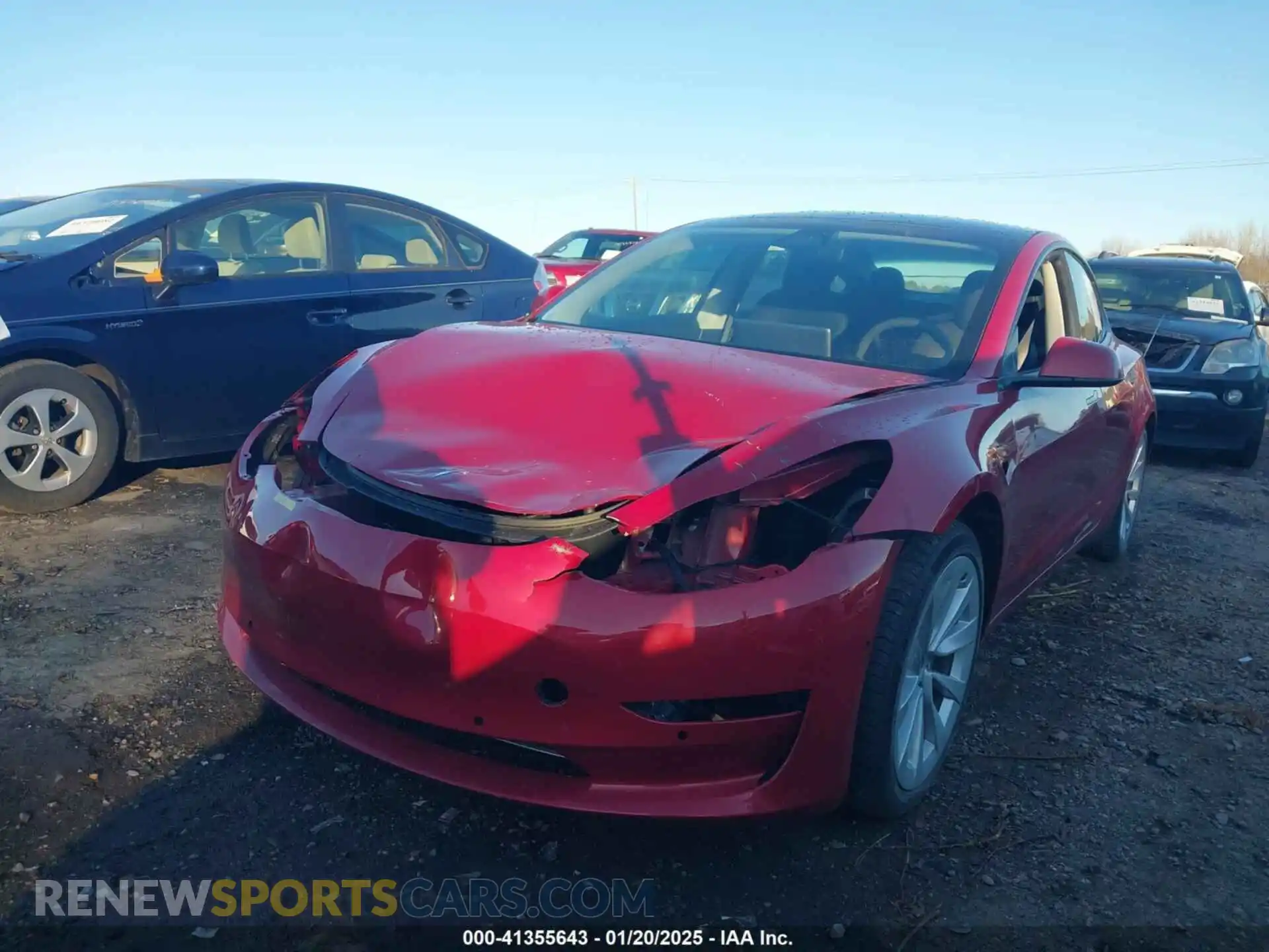 2 Photograph of a damaged car 5YJ3E1EB8NF123391 TESLA MODEL 3 2022