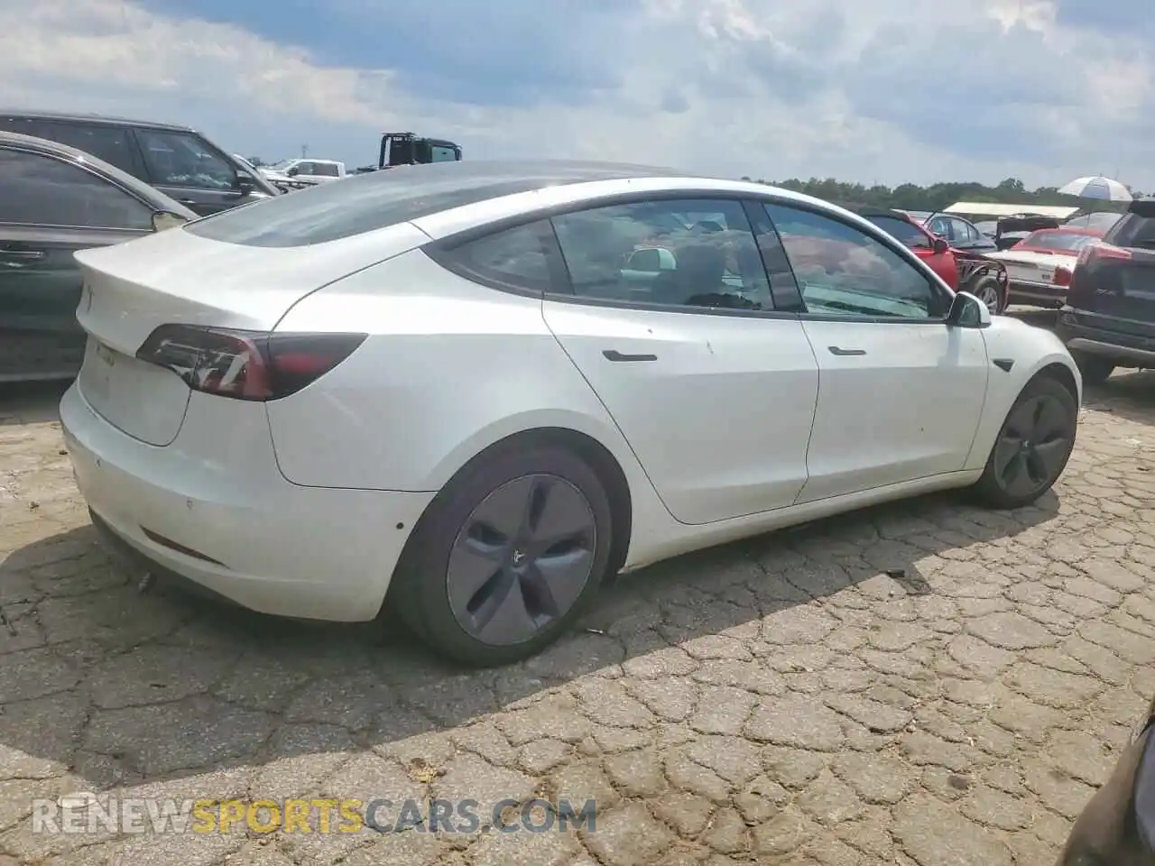 3 fotografías del automóvil dañado 5YJ3E1EB8NF291242 TESLA MODEL 3 2022