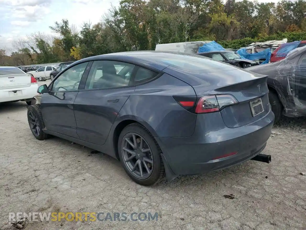 2 Photograph of a damaged car 5YJ3E1EB8NF344358 TESLA MODEL 3 2022