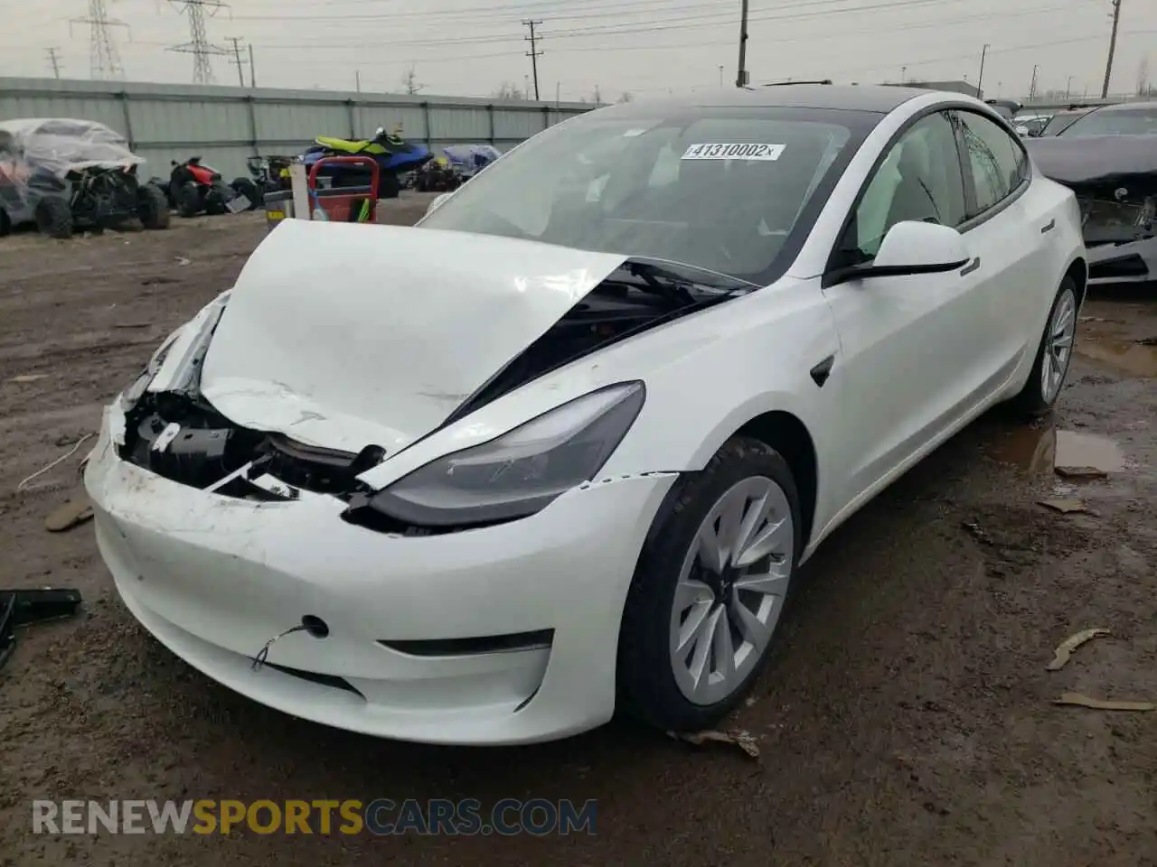 2 Photograph of a damaged car 5YJ3E1EB9NF106373 TESLA MODEL 3 2022