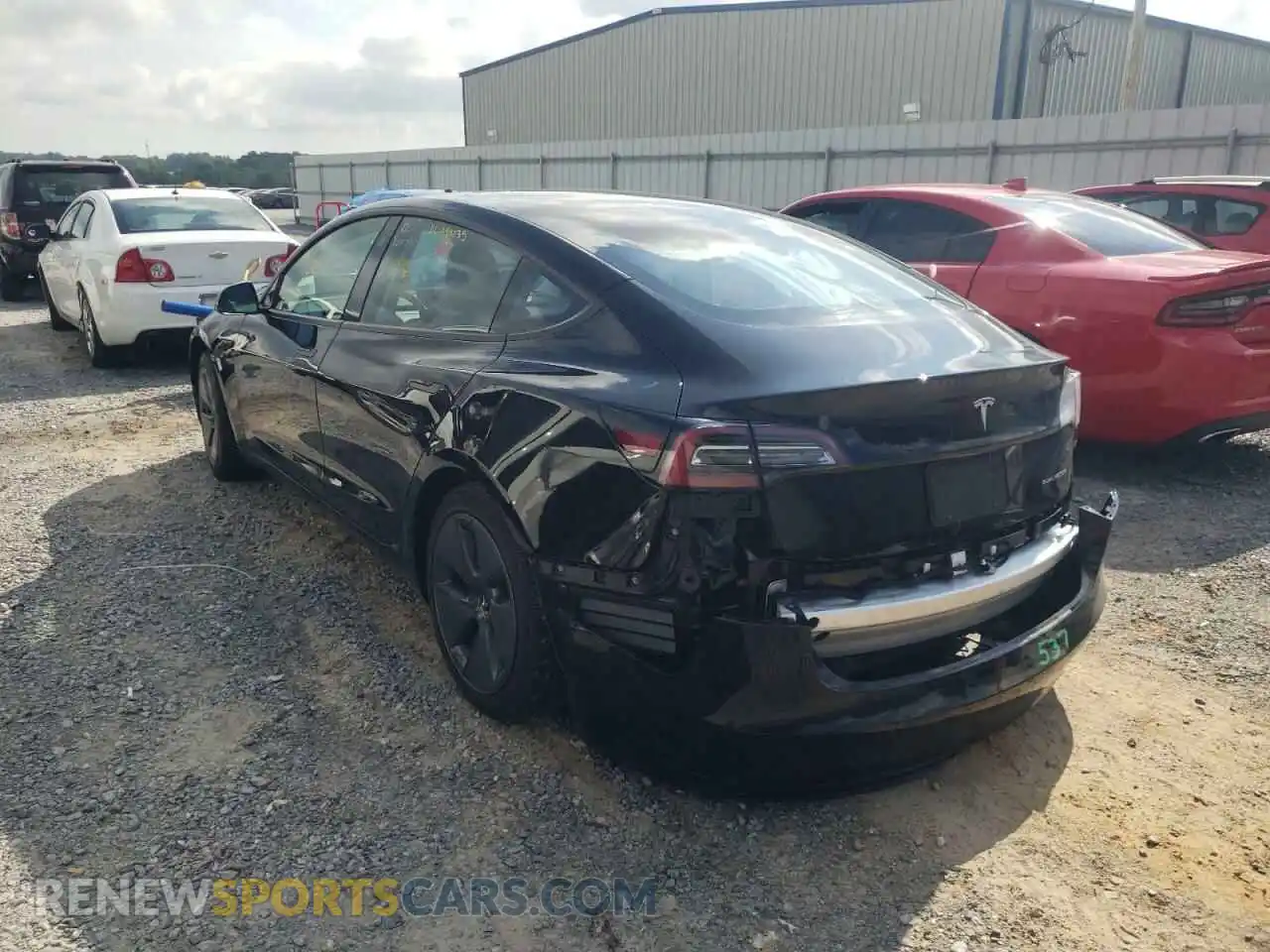 3 Photograph of a damaged car 5YJ3E1EB9NF185527 TESLA MODEL 3 2022