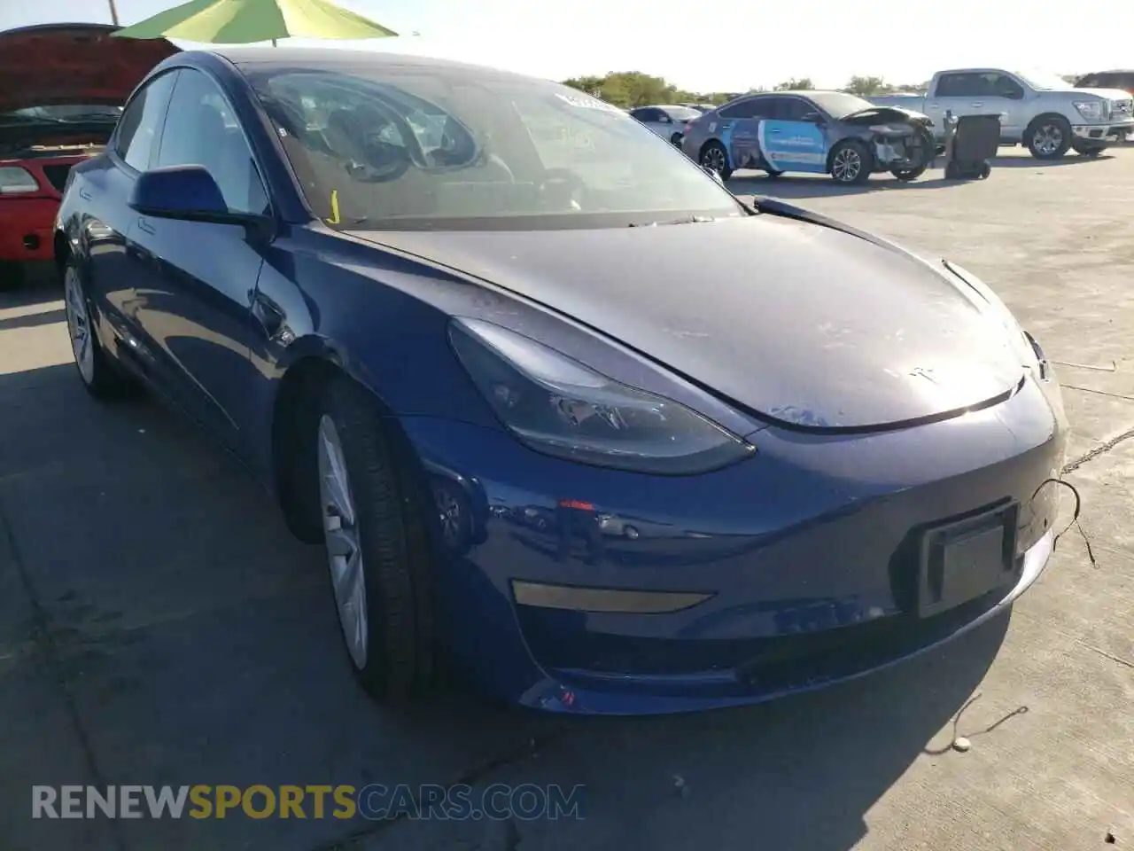 1 Photograph of a damaged car 5YJ3E1EB9NF185642 TESLA MODEL 3 2022