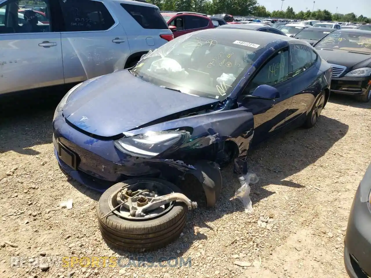 2 Photograph of a damaged car 5YJ3E1EB9NF188492 TESLA MODEL 3 2022