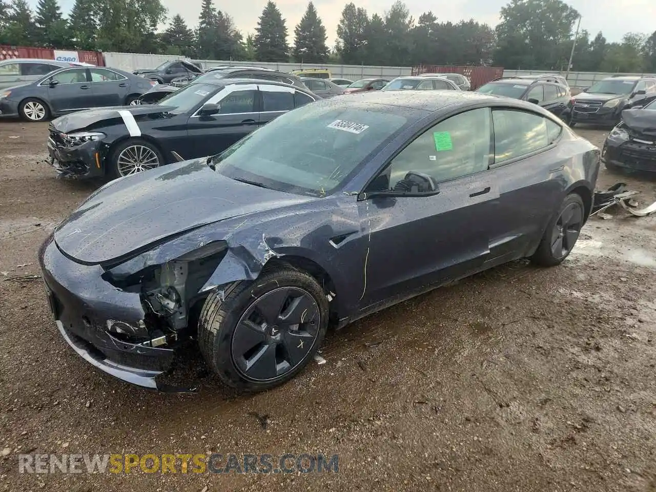 1 Photograph of a damaged car 5YJ3E1EB9NF201452 TESLA MODEL 3 2022