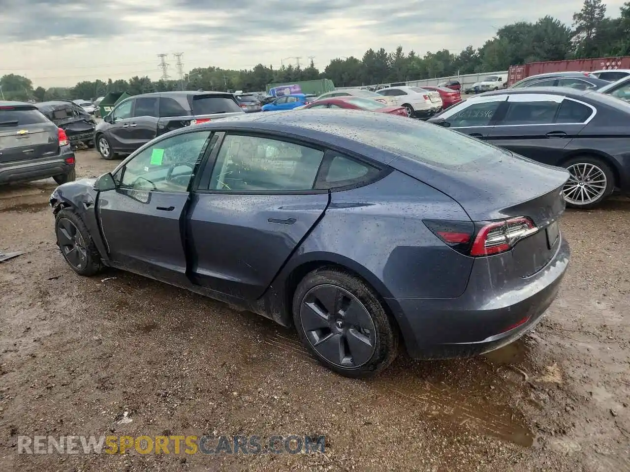 2 Photograph of a damaged car 5YJ3E1EB9NF201452 TESLA MODEL 3 2022