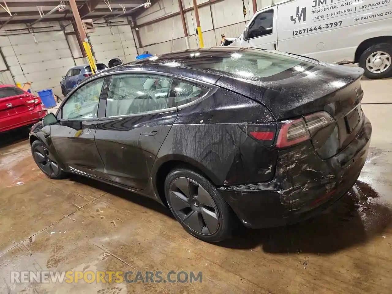 2 Photograph of a damaged car 5YJ3E1EB9NF254880 TESLA MODEL 3 2022