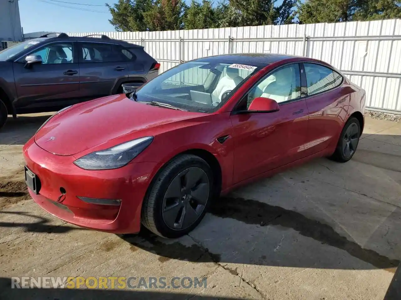 1 Photograph of a damaged car 5YJ3E1EB9NF365591 TESLA MODEL 3 2022