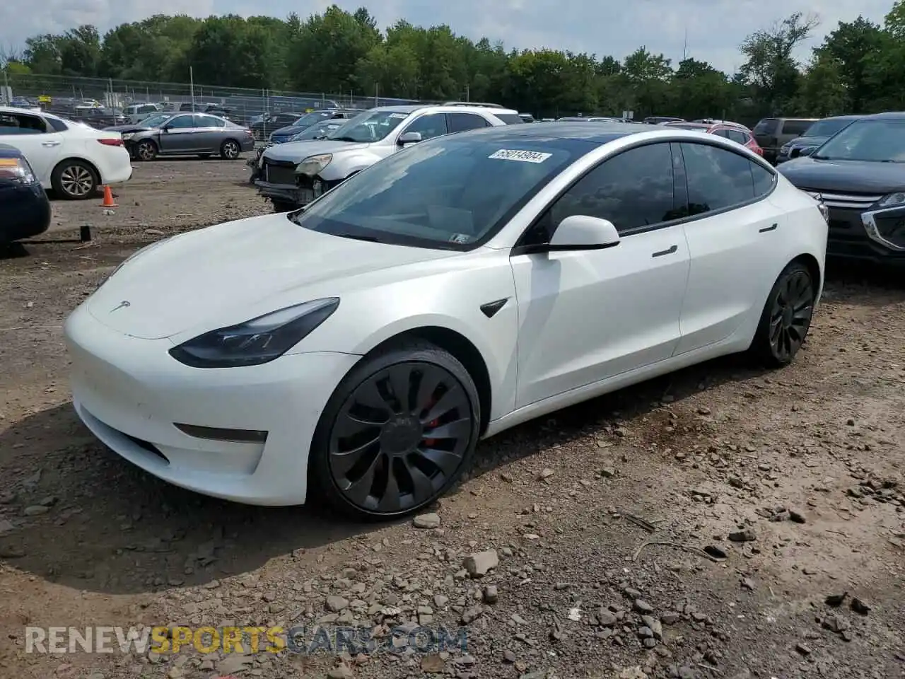 1 Photograph of a damaged car 5YJ3E1EC1NF104528 TESLA MODEL 3 2022