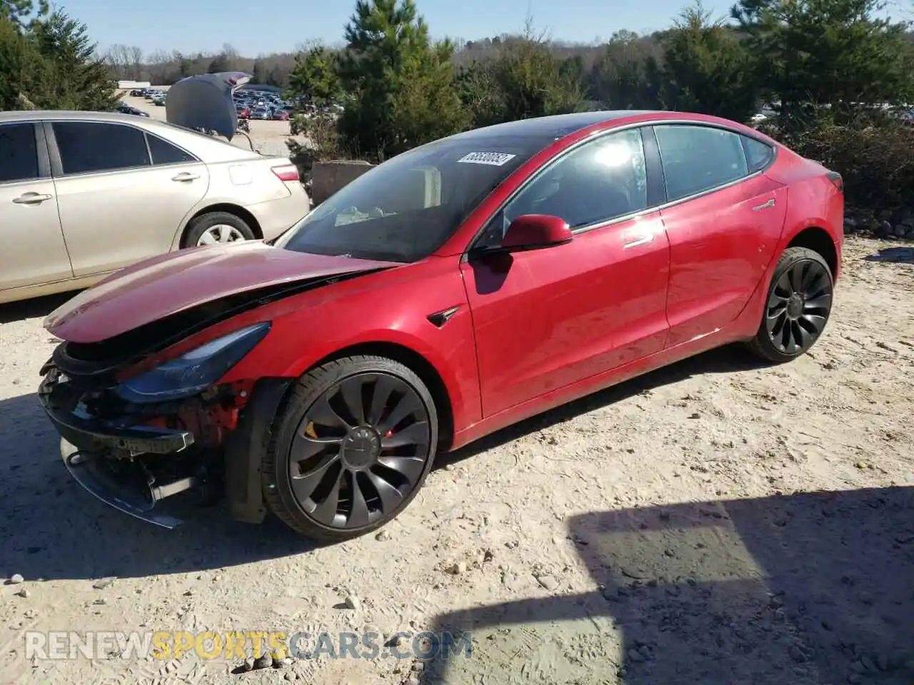 1 Photograph of a damaged car 5YJ3E1EC4NF163802 TESLA MODEL 3 2022