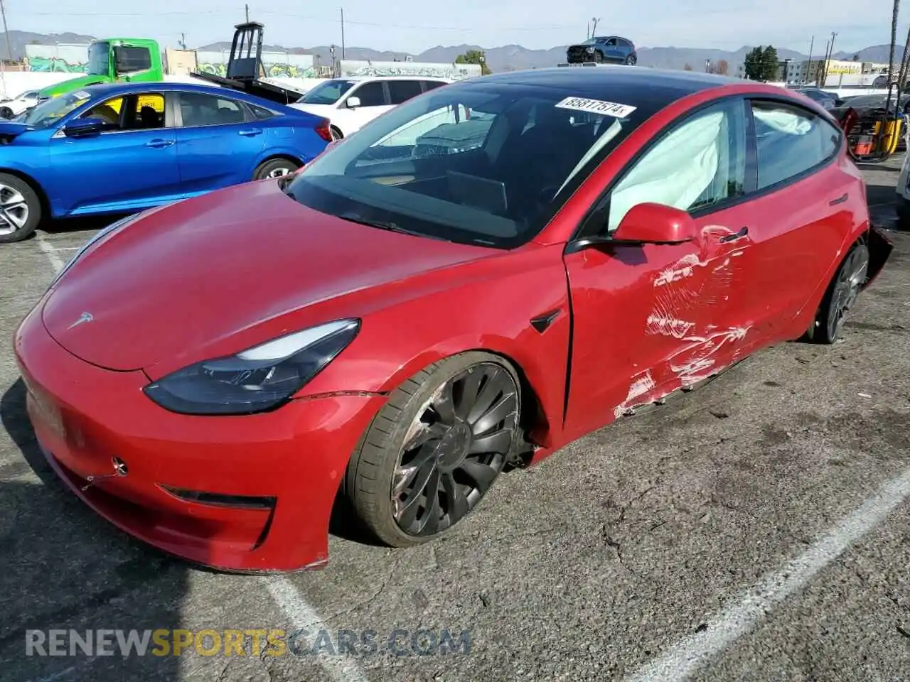 1 Photograph of a damaged car 5YJ3E1EC6NF168337 TESLA MODEL 3 2022