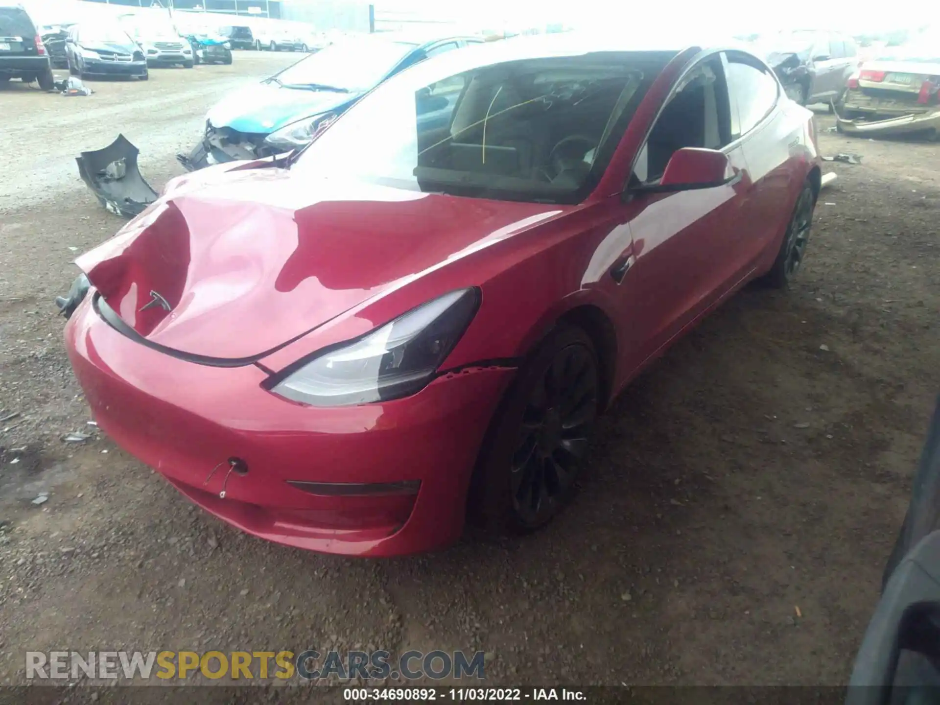 2 Photograph of a damaged car 5YJ3E1EC9NF353742 TESLA MODEL 3 2022
