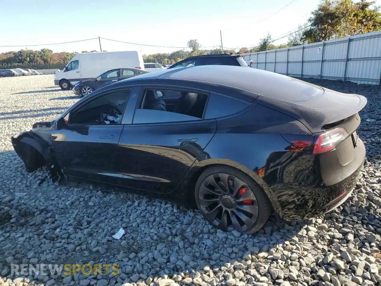 2 fotografías del automóvil dañado 5YJ3E1ECXNF103264 TESLA MODEL 3 2022