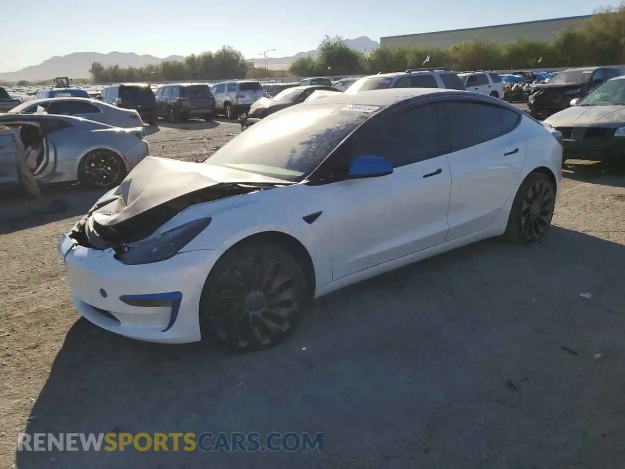 1 Photograph of a damaged car 5YJ3E1ECXNF125846 TESLA MODEL 3 2022