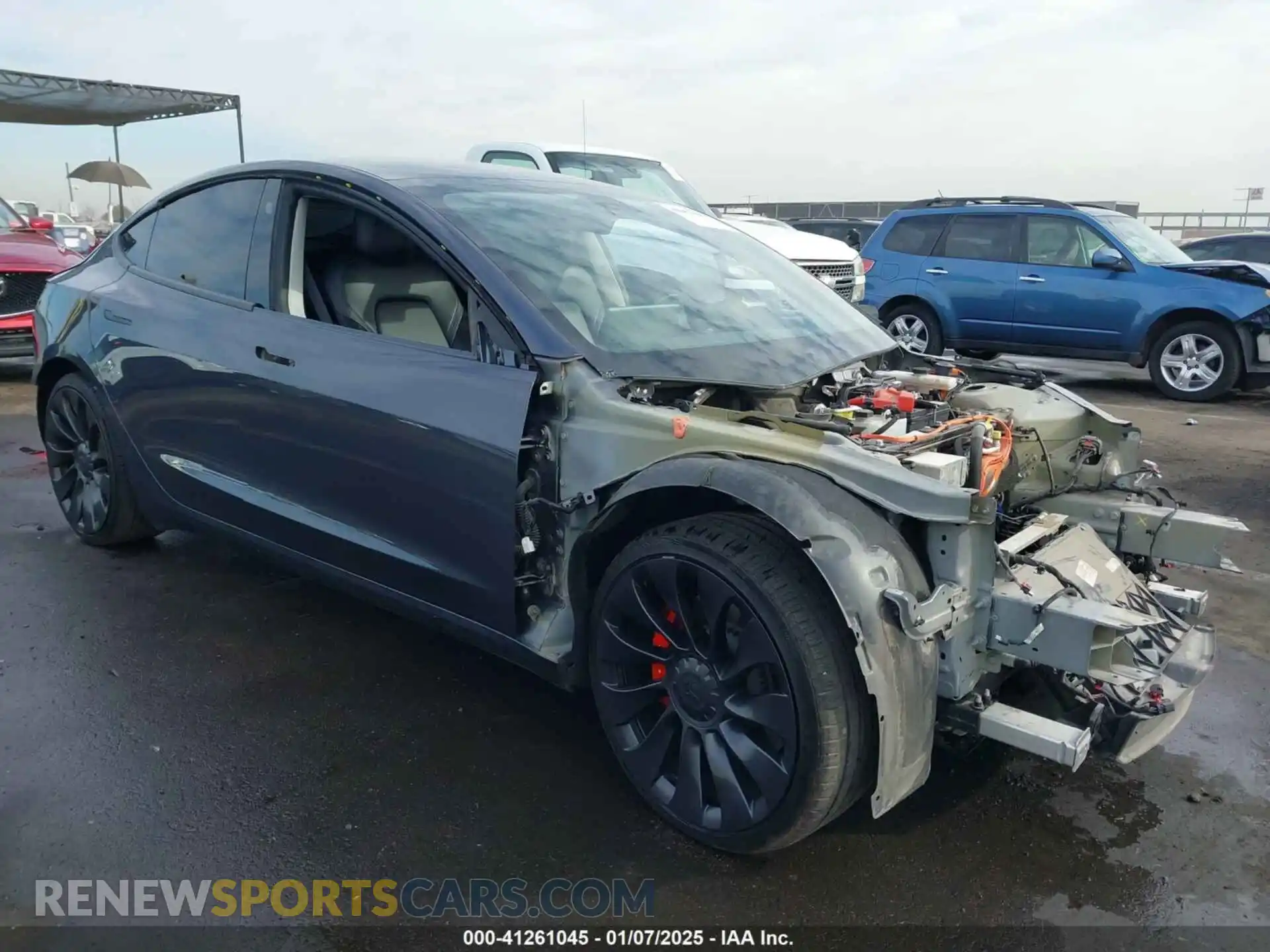 1 Photograph of a damaged car 5YJ3E1ECXNF152495 TESLA MODEL 3 2022