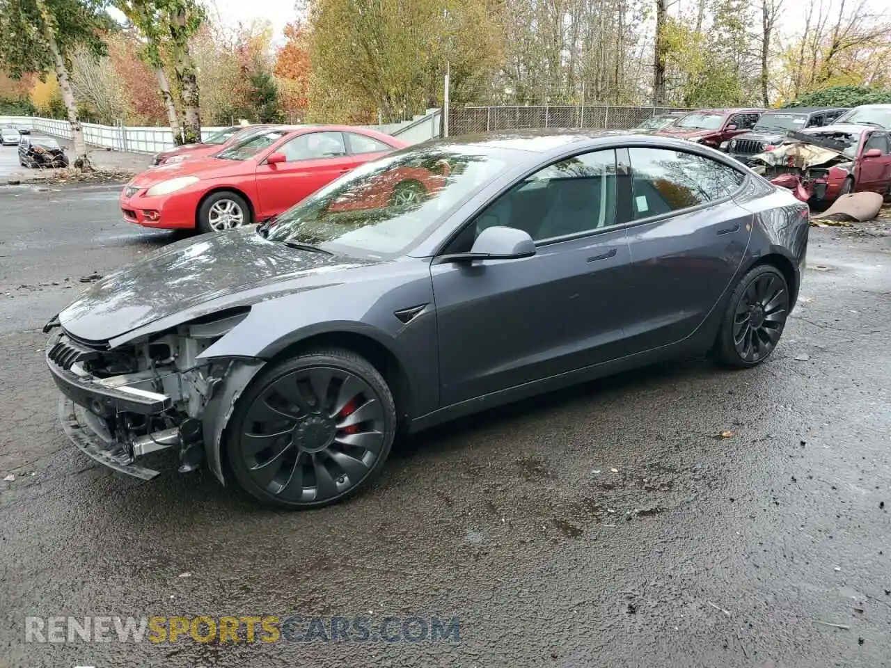 1 Photograph of a damaged car 5YJ3E1EC3PF671875 TESLA MODEL 3 2023