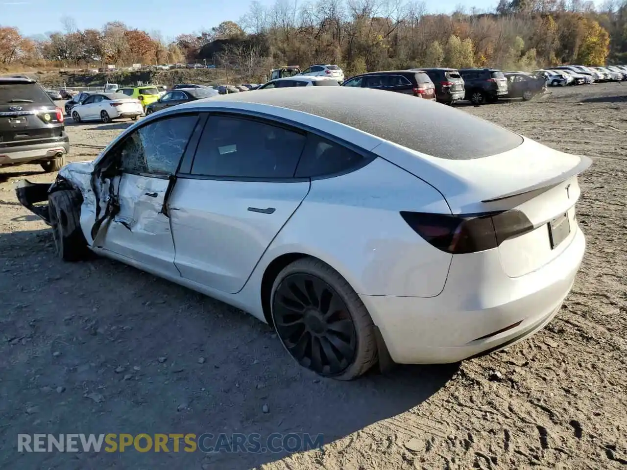 2 fotografías del automóvil dañado 5YJ3E1EC9PF585681 TESLA MODEL 3 2023