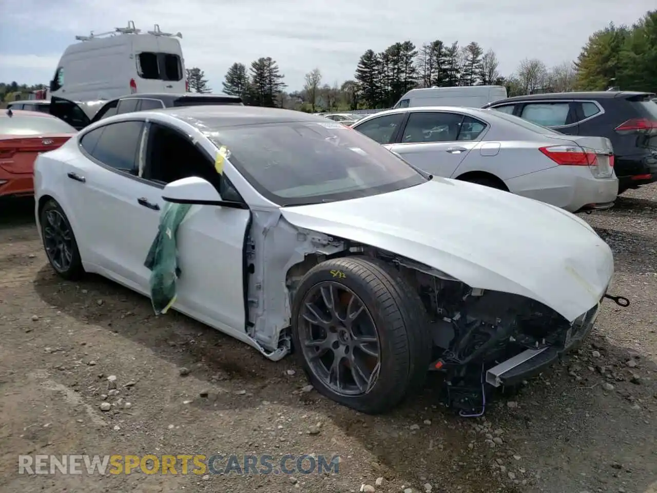 1 Photograph of a damaged car 5YJSA1E51MF456015 TESLA MODEL S 2021