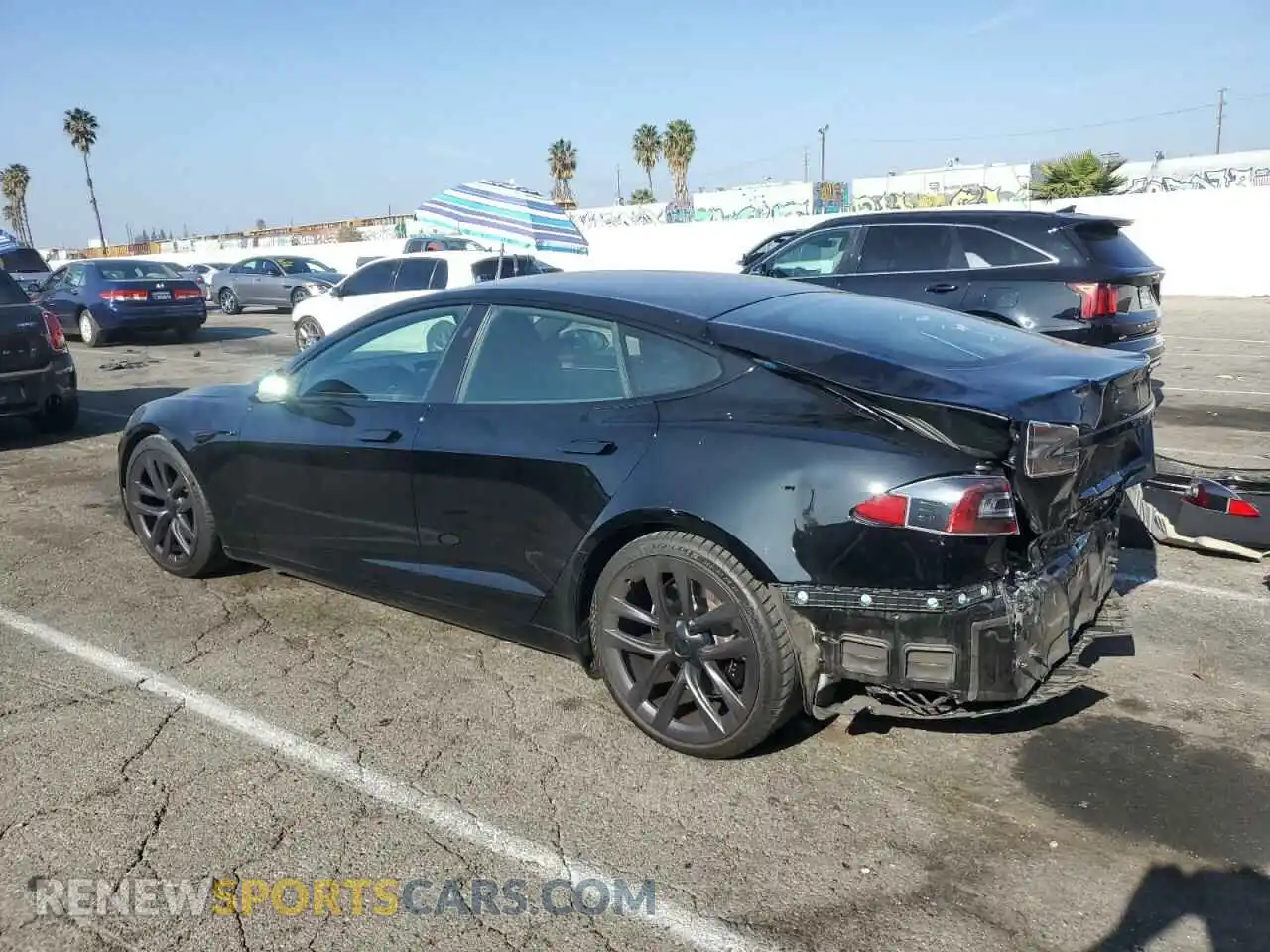 2 Photograph of a damaged car 5YJSA1E52MF443578 TESLA MODEL S 2021