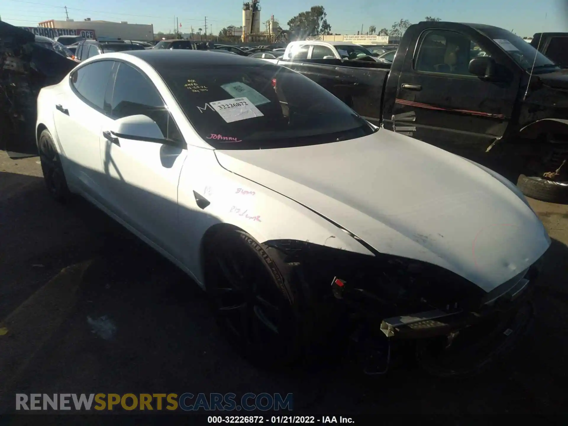 1 Photograph of a damaged car 5YJSA1E56MF436603 TESLA MODEL S 2021