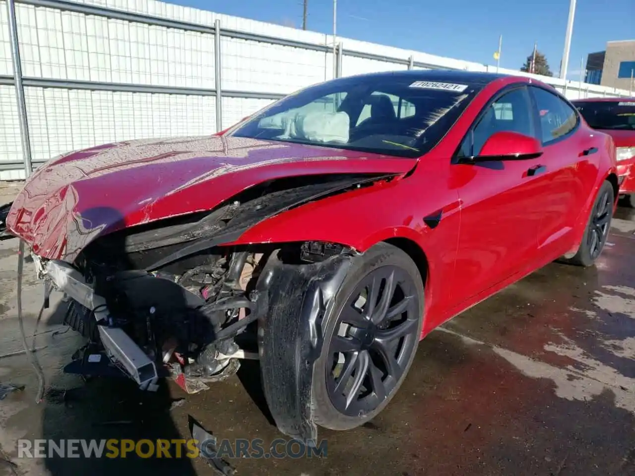 2 Photograph of a damaged car 5YJSA1E59MF436675 TESLA MODEL S 2021