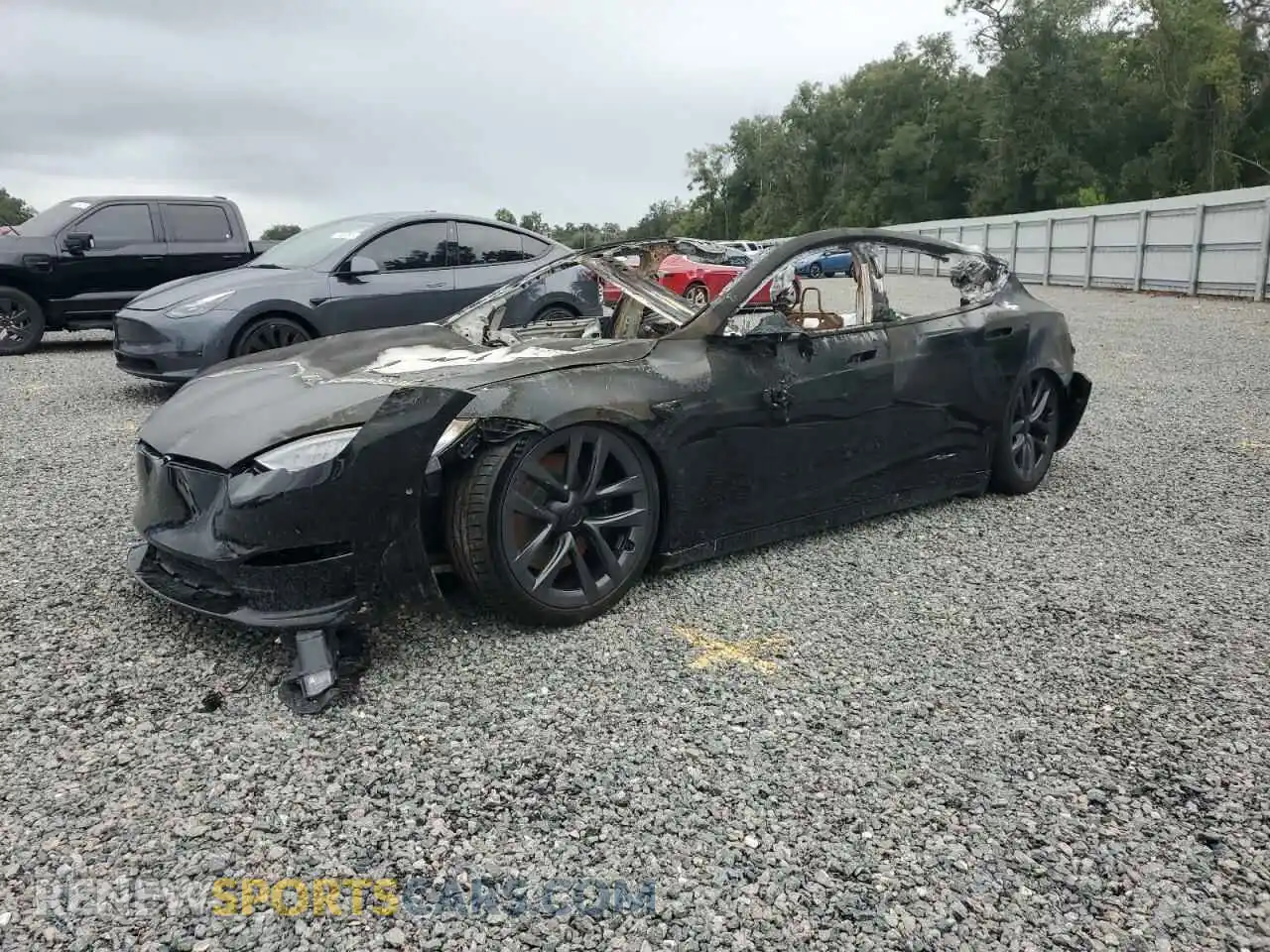 1 Photograph of a damaged car 5YJSA1E63MF452301 TESLA MODEL S 2021