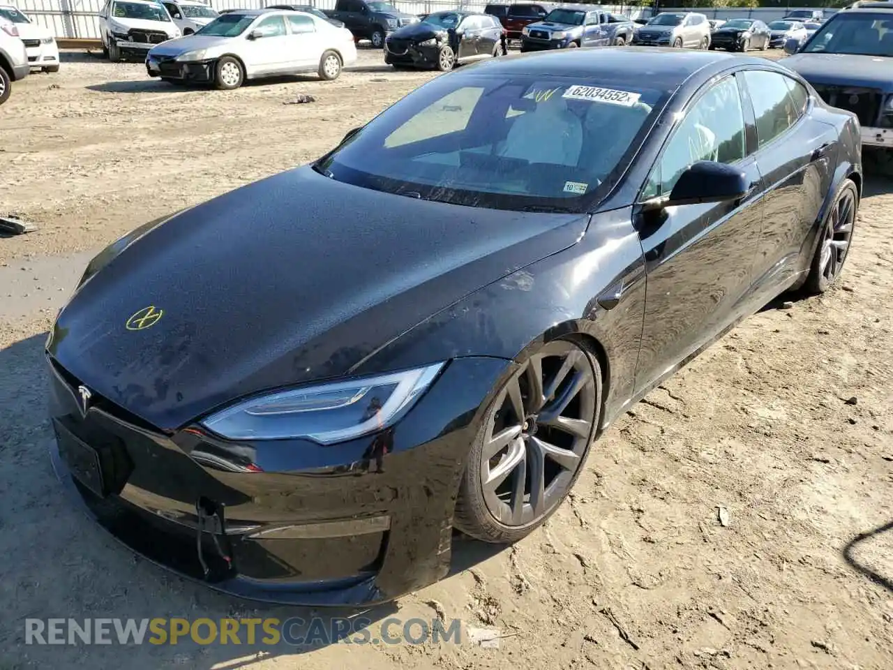 2 fotografías del automóvil dañado 5YJSA1E67MF450776 TESLA MODEL S 2021