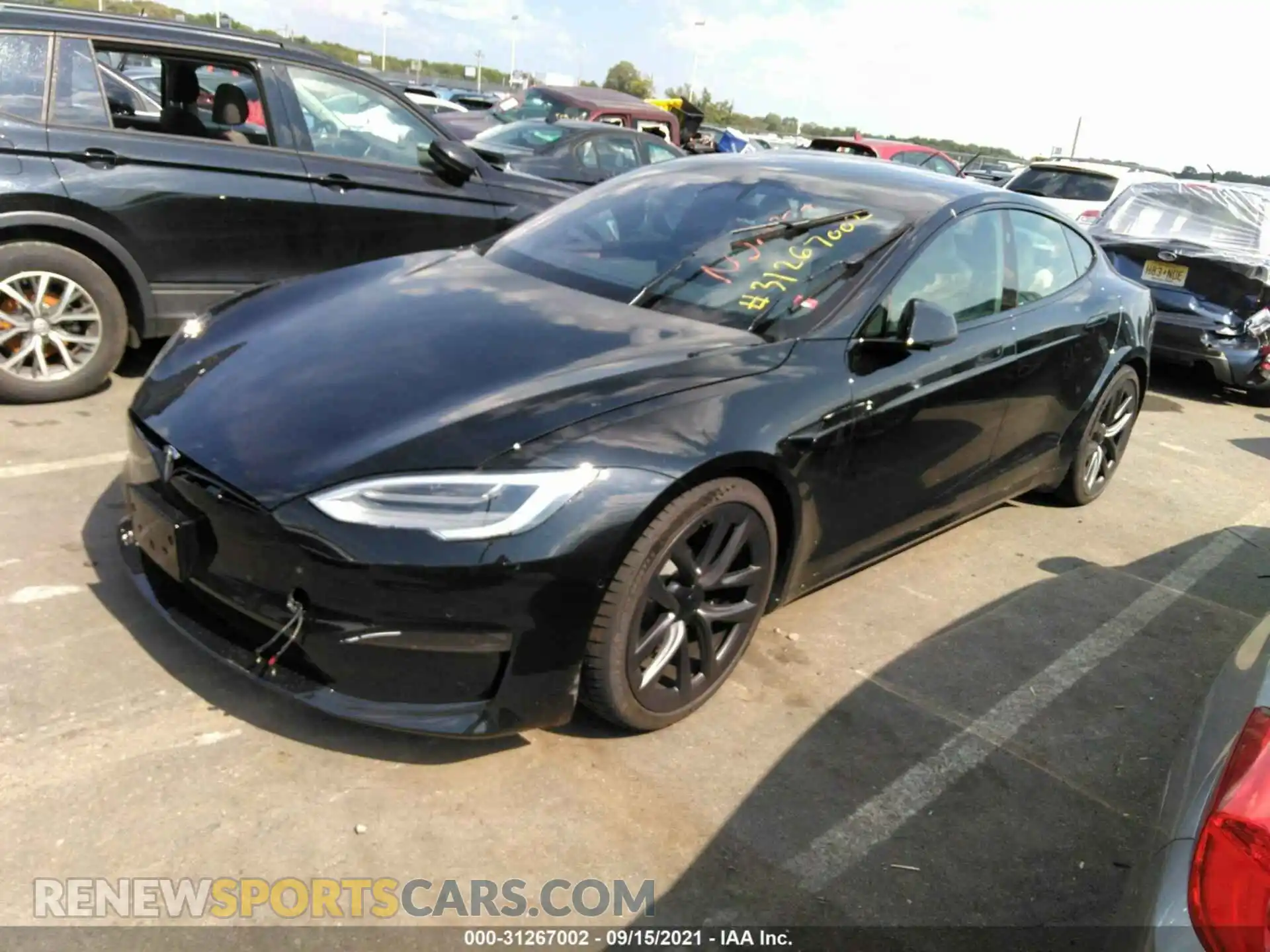 2 Photograph of a damaged car 5YJSA1E68MF432125 TESLA MODEL S 2021