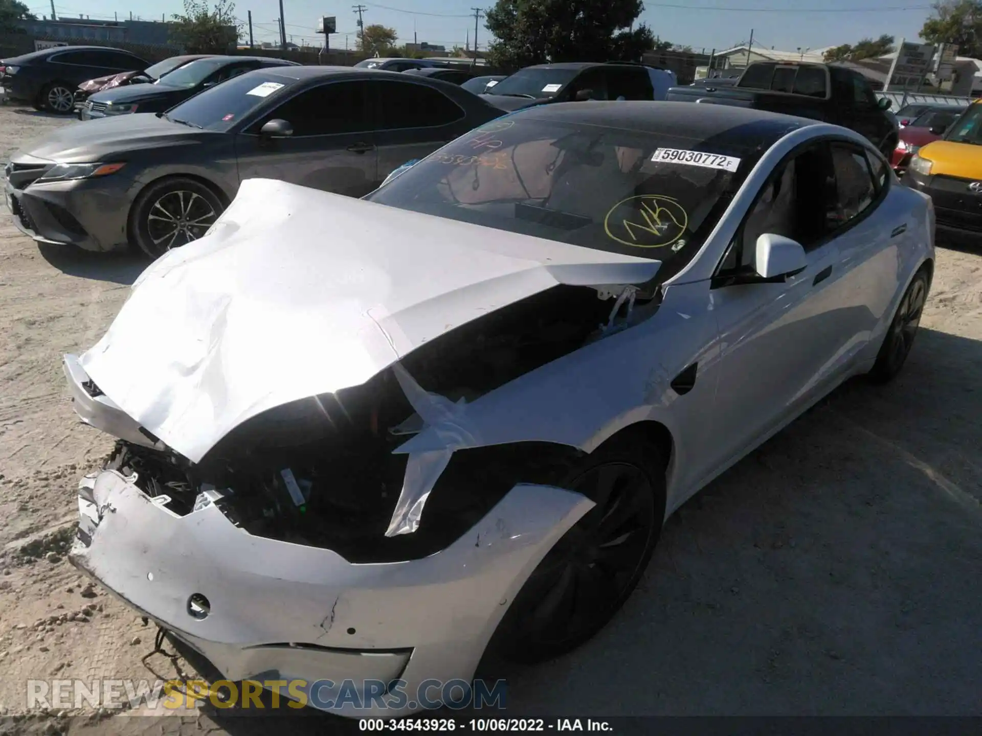 2 Photograph of a damaged car 5YJSA1E57NF480269 TESLA MODEL S 2022