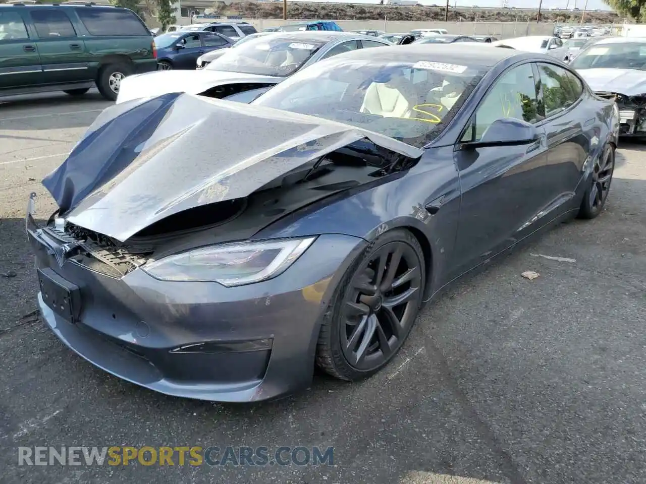2 Photograph of a damaged car 5YJSA1E59NF464994 TESLA MODEL S 2022