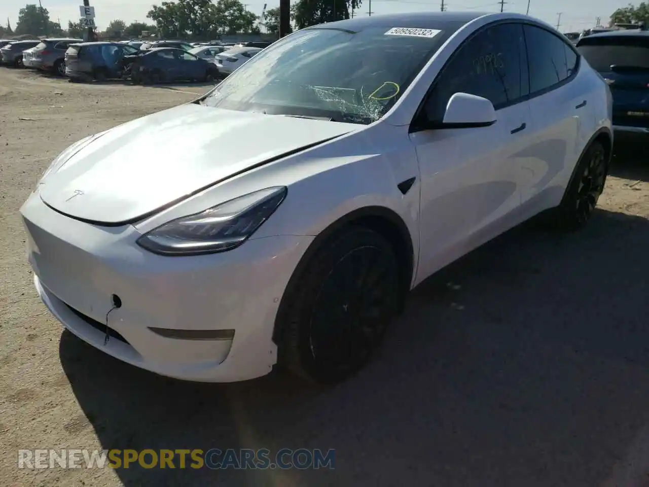 2 Photograph of a damaged car 5YJYGDEE0LF027862 TESLA MODEL Y 2020