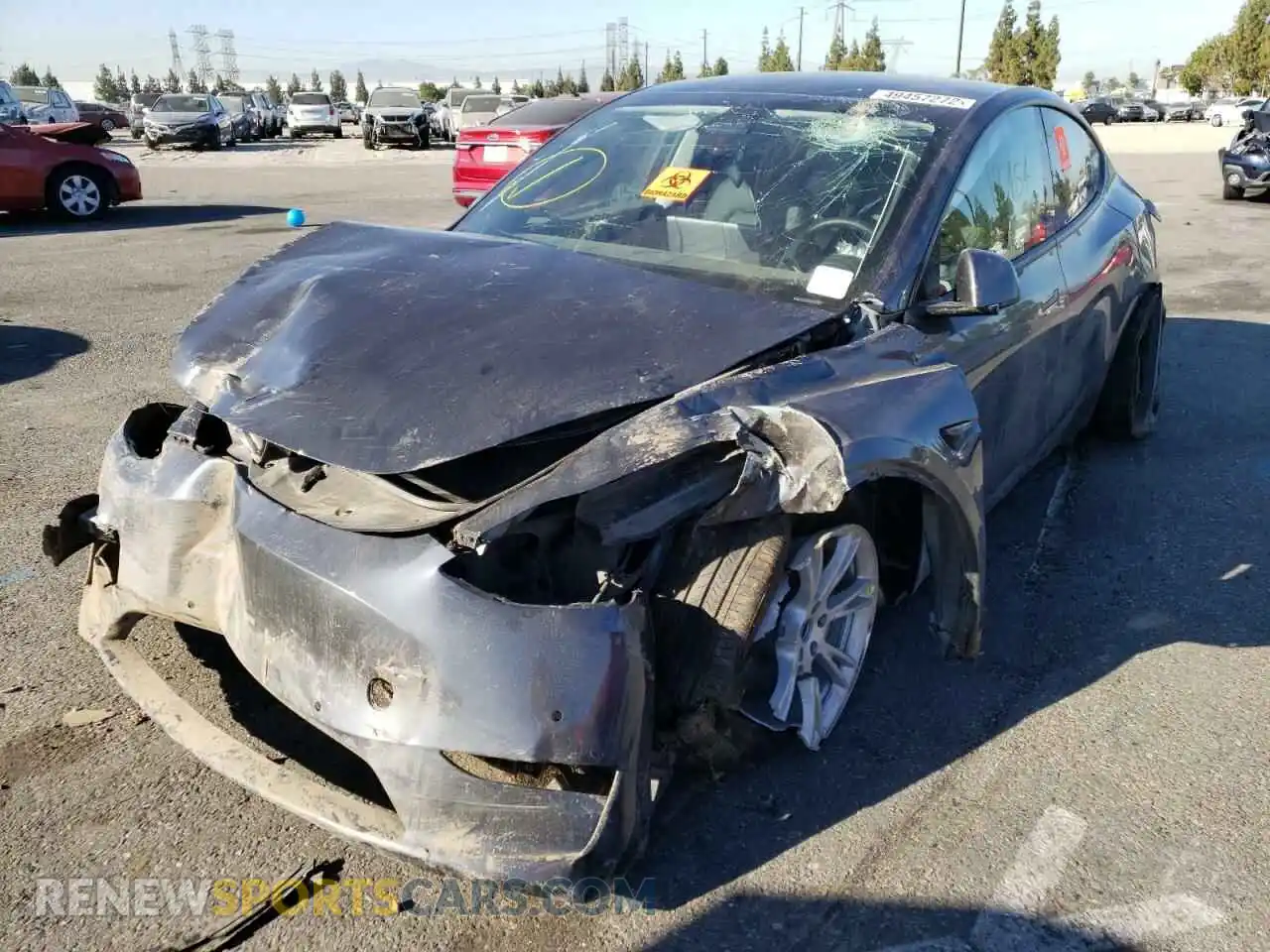 2 Photograph of a damaged car 5YJYGDEE7LF016521 TESLA MODEL Y 2020