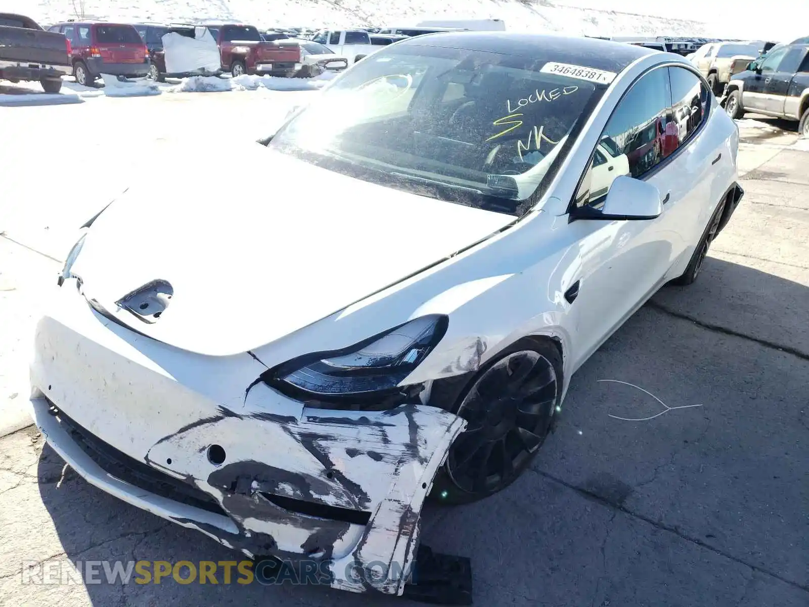 2 Photograph of a damaged car 5YJYGDEE8LF017662 TESLA MODEL Y 2020