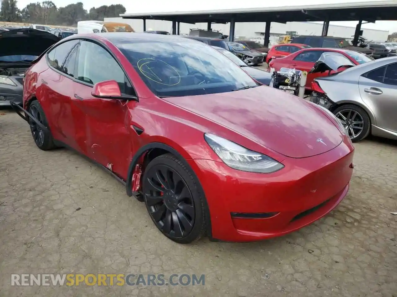 1 Photograph of a damaged car 5YJYGDEF7LF003356 TESLA MODEL Y 2020