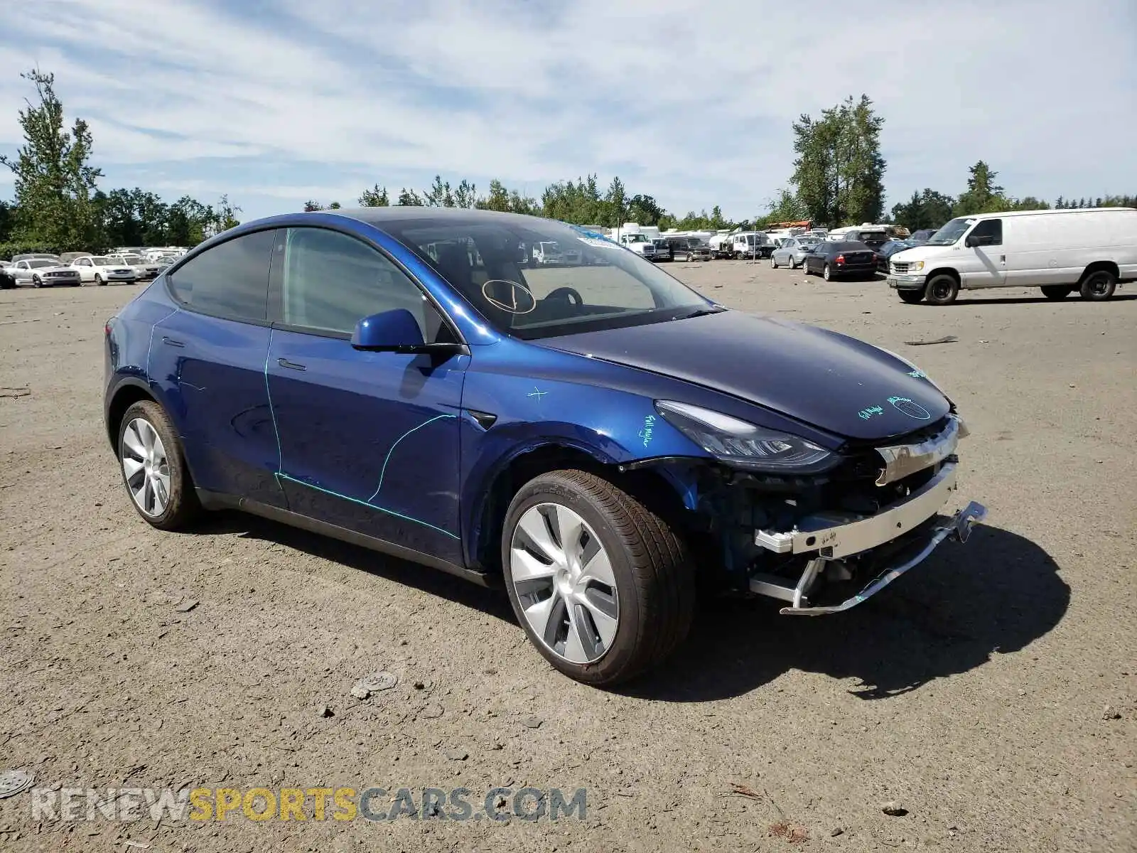 1 Photograph of a damaged car 5YJYGDEE2MF091743 TESLA MODEL Y 2021