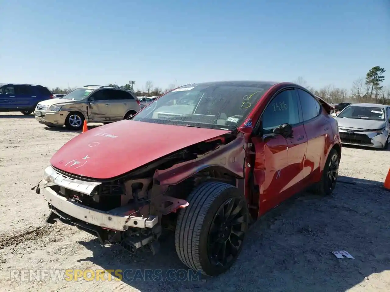 2 Photograph of a damaged car 5YJYGDEE2MF129603 TESLA MODEL Y 2021