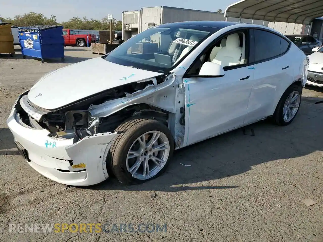 1 Photograph of a damaged car 5YJYGDEEXMF228881 TESLA MODEL Y 2021