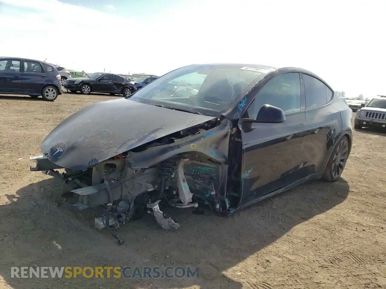 2 Photograph of a damaged car 5YJYGDEF3MF070201 TESLA MODEL Y 2021