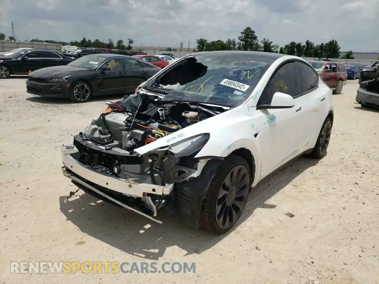 2 Photograph of a damaged car 5YJYGDEF6MF266696 TESLA MODEL Y 2021