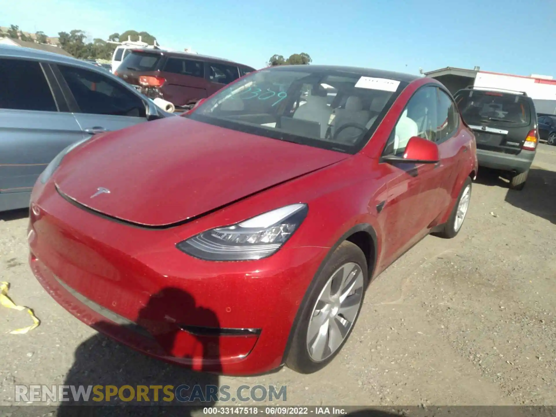 2 fotografías del automóvil dañado 7SAYGAEE9NF357732 TESLA MODEL Y 2022
