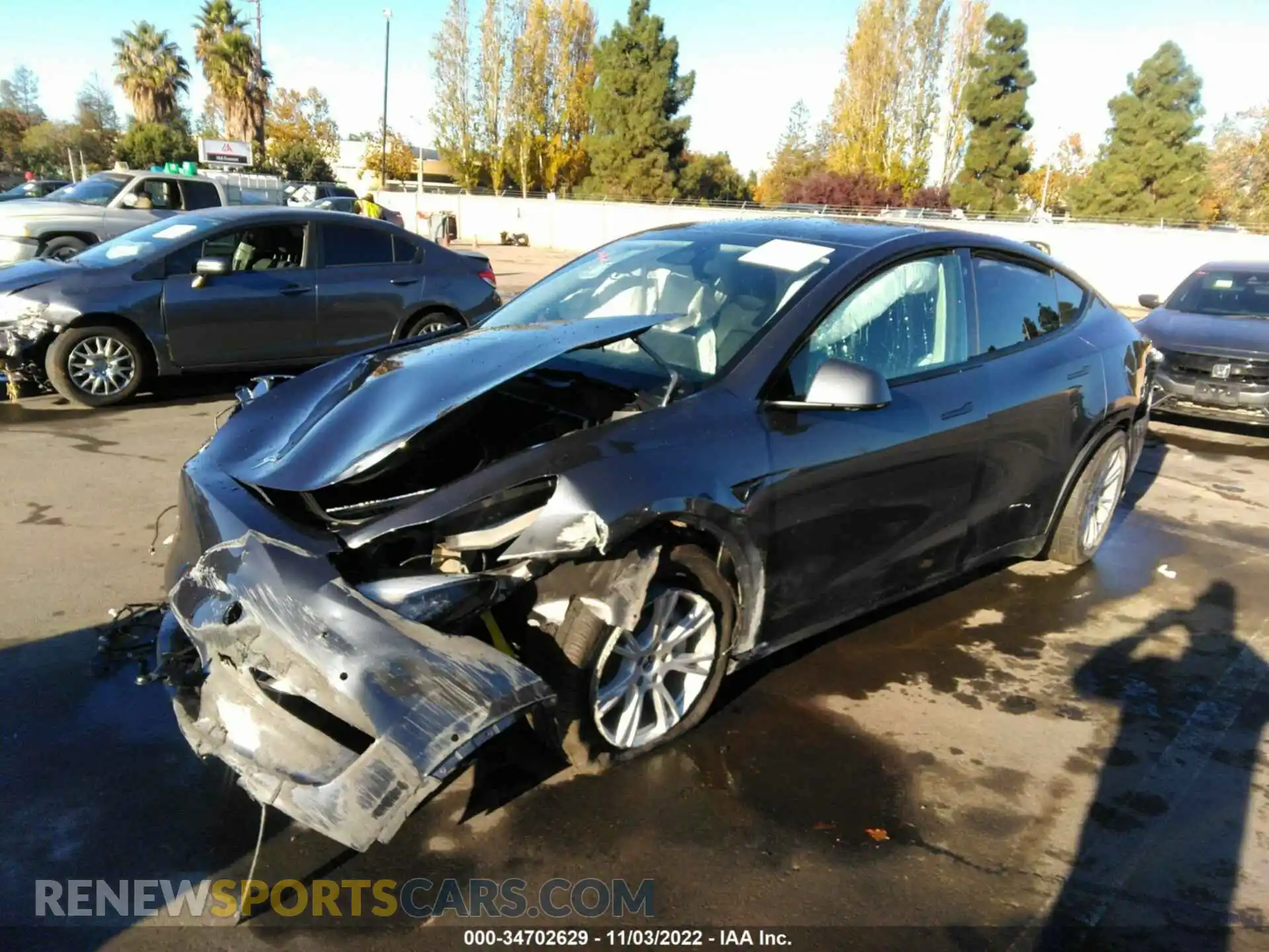 2 Photograph of a damaged car 7SAYGDEE0NF506689 TESLA MODEL Y 2022
