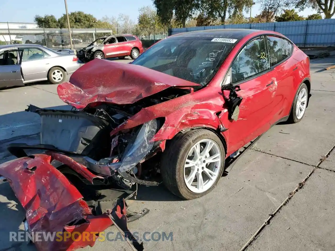 2 Photograph of a damaged car 7SAYGDEE6NF317559 TESLA MODEL Y 2022