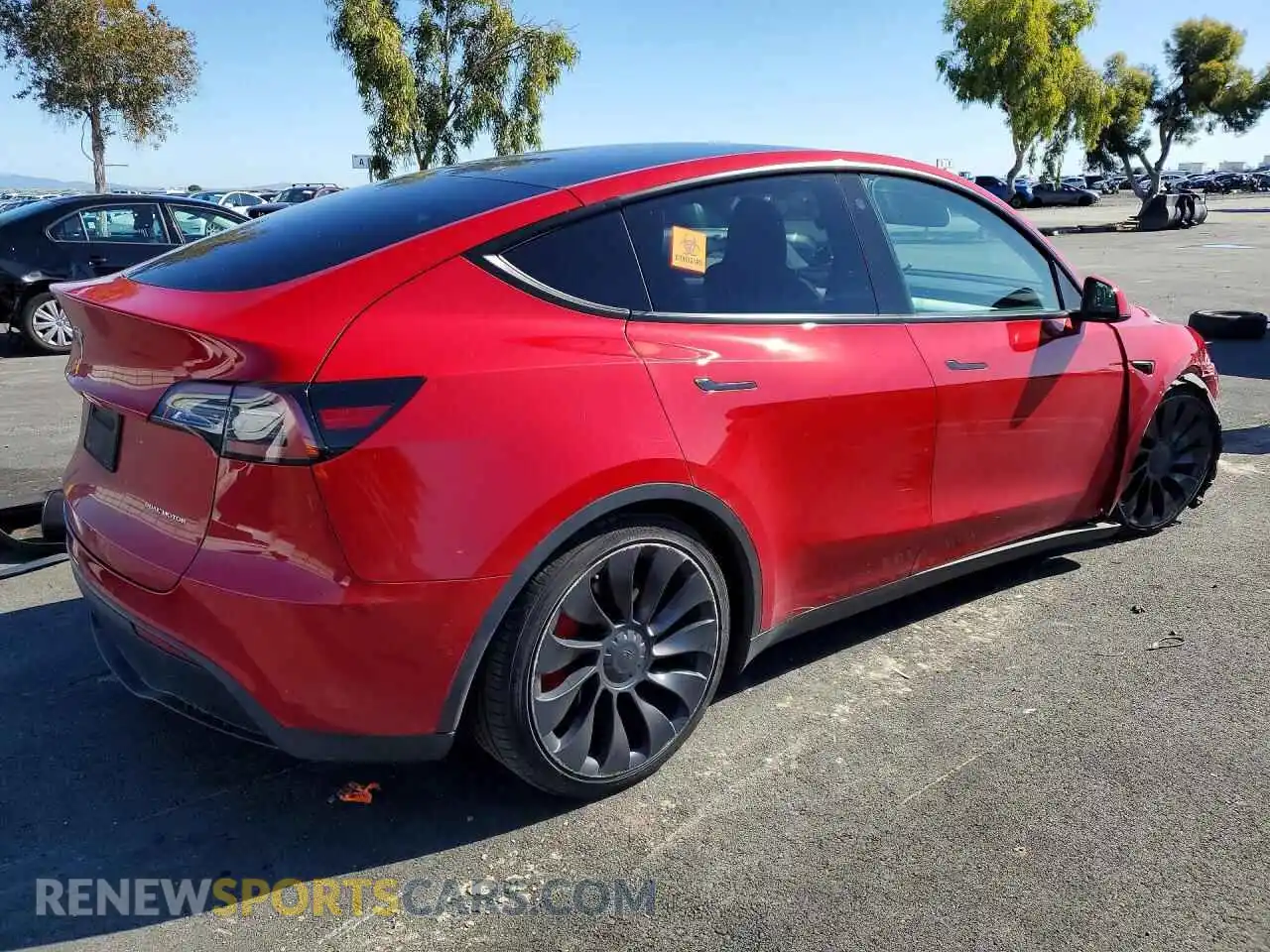 3 fotografías del automóvil dañado 7SAYGDEF0NF448978 TESLA MODEL Y 2022