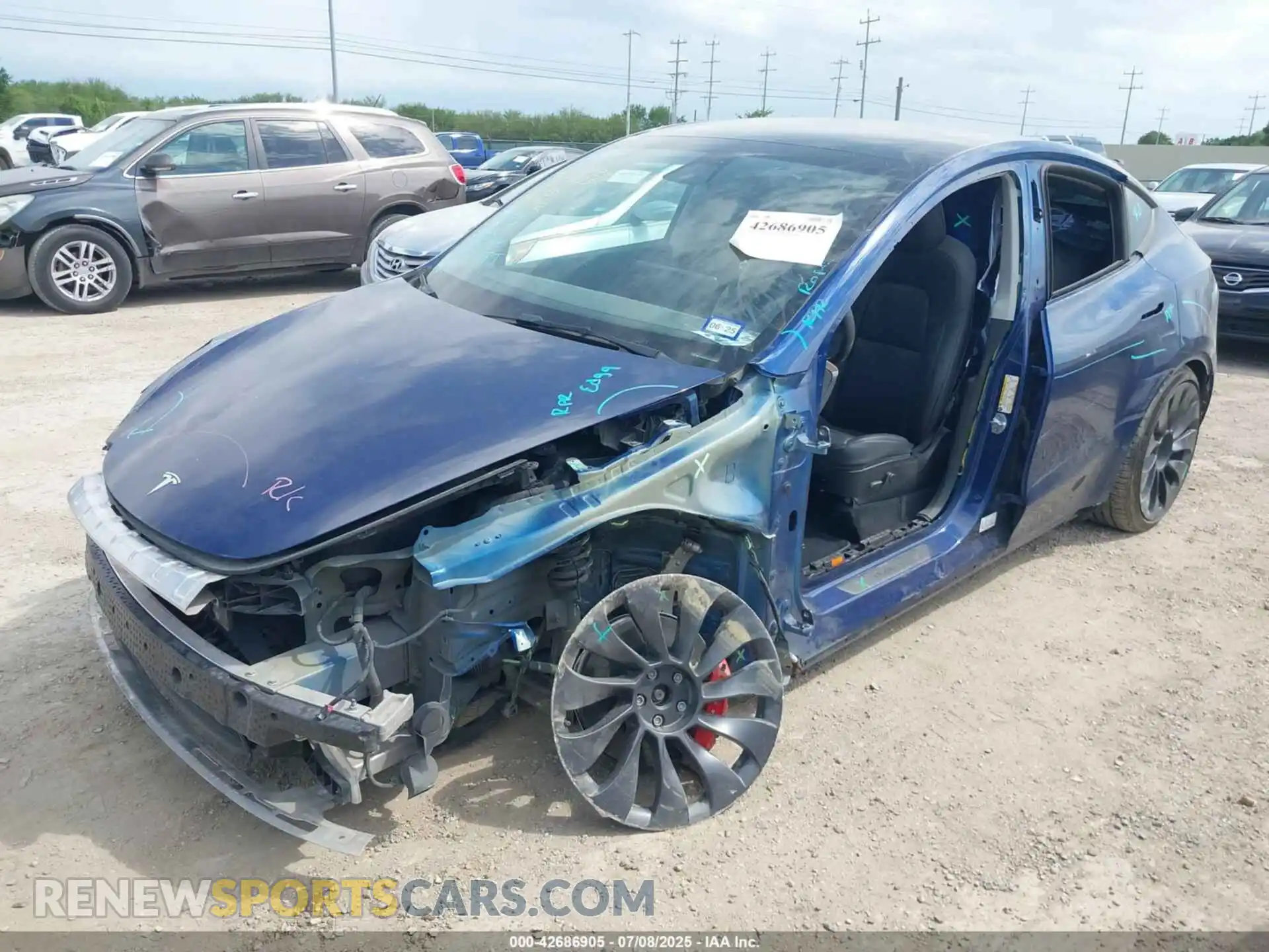 2 fotografías del automóvil dañado 7SAYGDEF4NF461992 TESLA MODEL Y 2022